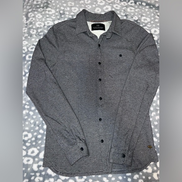 Scotch & Soda Herringbone Button Down Shirt – Black White Tailored Fit - Picture 6 of 10